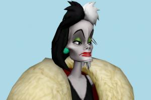 Cruella De Vil disney, cartoon-character, 101, character, cartoon, toony, woman, people